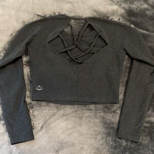 Beyond Yoga Charcoal Long Sleeve Cut-Out Top